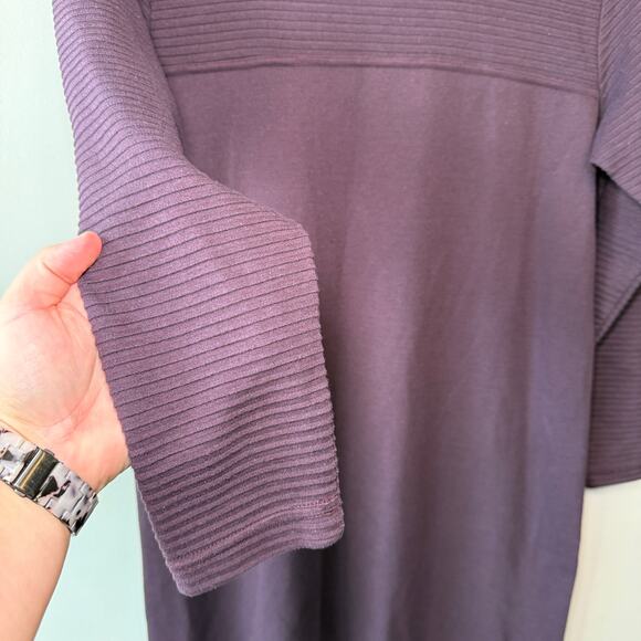 Coldwater Creek Long Sleeve Ribbed Knit Sweater Dress Dark Purple Petite Medium - Picture 3 of 5